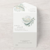 Elegante Aquamarine Hochzeit unter Wasser All In One Einladung (Außenbereich)