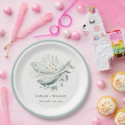 Elegante Aquamarine Hochzeit unter Wasser Pappteller (Party)