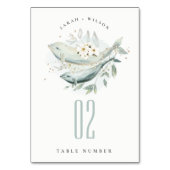 Elegante Aquamarine Hochzeit unter Wasser Tischnummer (Rückseite)