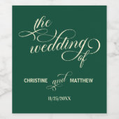 Elegante Aquamarine Hochzeit Weinetikett (Einzelnes Label)