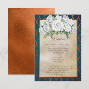 Elegante Aquamarine Hochzeitsempfehlung mit weißer Einladung