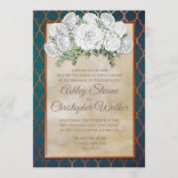 Elegante Aquamarine Kupfer-Weiße Blütenhochzeit