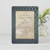 Elegante Aquamarine Kupferhochzeit Einladung (Stehend Vorderseite)