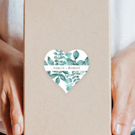 Elegante Aquamarine Landschaft Wasserfarben Modern Herz-Aufkleber