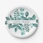 Elegante Aquamarine Landschaft Wasserfarben Modern Pappteller (Vorderseite)