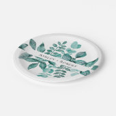 Elegante Aquamarine Landschaft Wasserfarben Modern Pappteller (Schrägansicht)