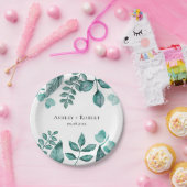 Elegante Aquamarine Landschaft Wasserfarben Modern Pappteller (Party)