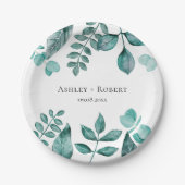 Elegante Aquamarine Landschaft Wasserfarben Modern Pappteller (Vorderseite)