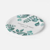 Elegante Aquamarine Landschaft Wasserfarben Modern Pappteller (Schrägansicht)