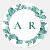 Elegante Aquamarine Landschaft Wasserfarben Modern Runder Aufkleber (Vorderseite)