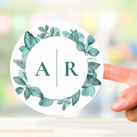 Elegante Aquamarine Landschaft Wasserfarben Modern Runder Aufkleber