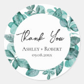 Elegante Aquamarine Landschaft Wasserfarben Modern Runder Aufkleber (Vorderseite)