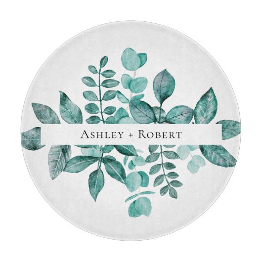 Elegante Aquamarine Landschaft Wasserfarben Modern Schneidebrett (Vorderseite)