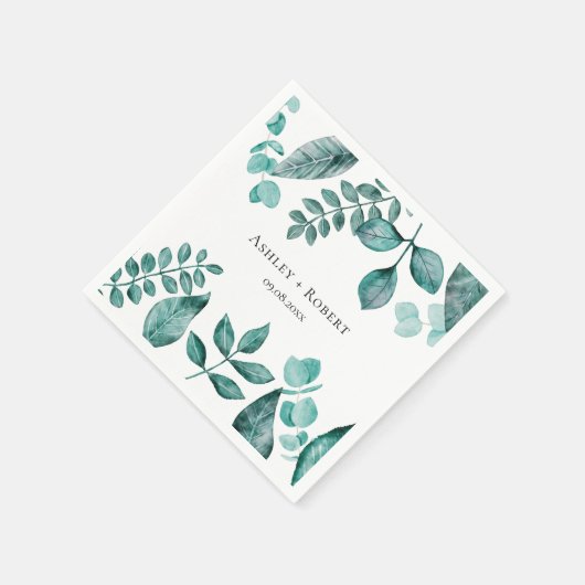 Elegante Aquamarine Landschaft Wasserfarben Modern Serviette (Ecke)