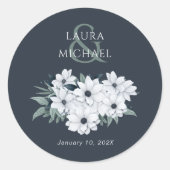 Elegante Aquamarine Minzflora Runder Aufkleber (Vorderseite)