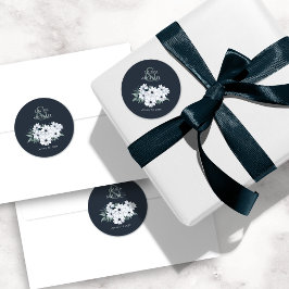 Elegante Aquamarine Minzflora Runder Aufkleber