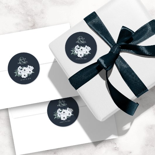 Elegante Aquamarine Minzflora Runder Aufkleber