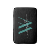 Elegante Aquamarine Monogram, Initial Name Script Badematte (Vorderseite Vertikal)