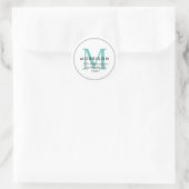 Elegante Aquamarine Monogramm-Rücksendeadresse Runder Aufkleber (Tasche)