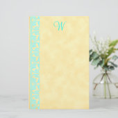 Elegante Aquamarine Monogrammstationerie Briefpapier (Stehend Vorderseite)