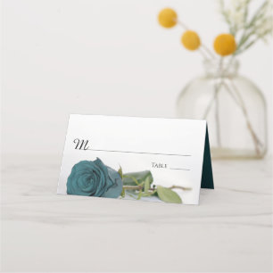 Elegante Aquamarine oder dunkle Aqua-Rose Hochzeit Platzkarte