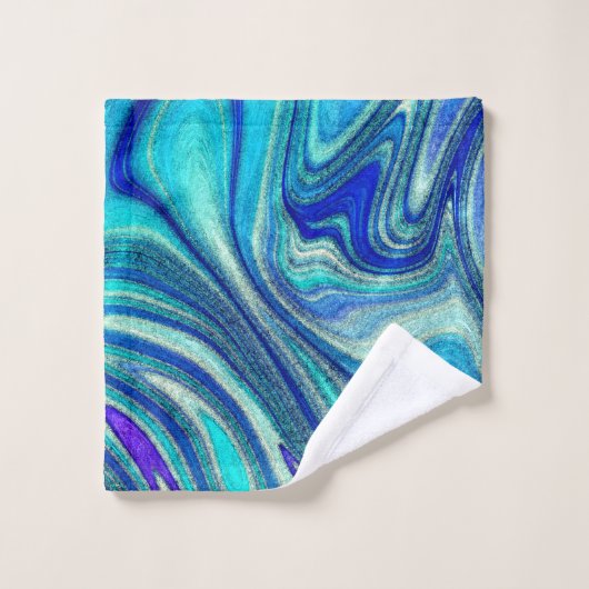 Elegante Aquamarine Paua Rainbow Muschel Inspirier Badhandtuch Set (Waschlappen)