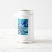 Elegante Aquamarine Paua Rainbow Muschel Inspirier Bierglas (Vorderseite Links)