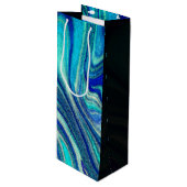 Elegante Aquamarine Paua Rainbow Muschel Inspirier Geschenktüte Für Weinflaschen (Vorderseite Schrägansicht)
