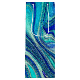 Elegante Aquamarine Paua Rainbow Muschel Inspirier Geschenktüte Für Weinflaschen