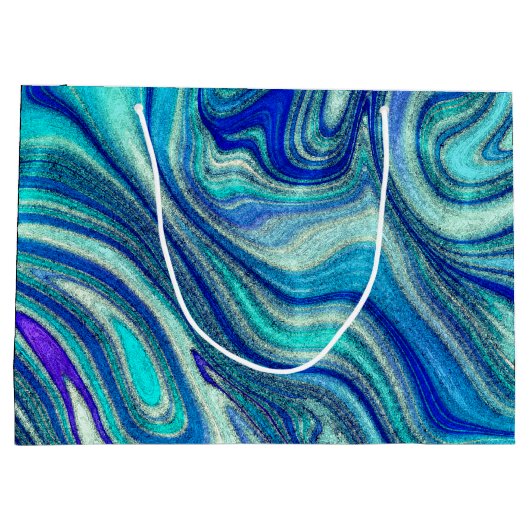 Elegante Aquamarine Paua Rainbow Muschel Inspirier Große Geschenktüte (Rückseite)