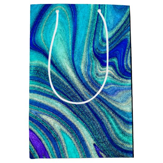 Elegante Aquamarine Paua Rainbow Muschel Inspirier Mittlere Geschenktüte (Vorderseite)