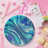 Elegante Aquamarine Paua Rainbow Muschel Inspirier Pappteller (Party)