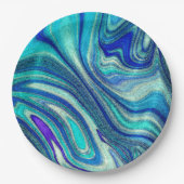 Elegante Aquamarine Paua Rainbow Muschel Inspirier Pappteller (Vorderseite)