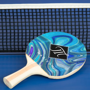 Elegante Aquamarine Paua Rainbow Muschel Inspirier Tischtennis Schläger