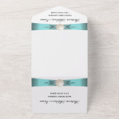 Elegante Aquamarine Pearl Ribbon Wedding & UAWG Al All In One Einladung (Außenbereich)