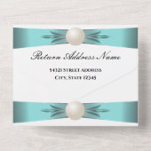 Elegante Aquamarine Pearl Ribbon Wedding & UAWG Al All In One Einladung (Rückseite)