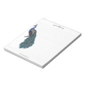 Elegante Aquamarine Pfauendarstellung Notizblock (Rotiert)