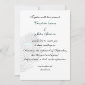 Elegante, aquamarine Pfauenhochzeit Einladung (Rückseite)