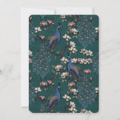 Elegante Aquamarine Pfauenhochzeit Save The Date (Rückseite)