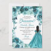 Elegante Aquamarine Quinceanera Einladung (Vorderseite)