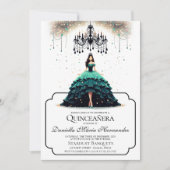 Elegante Aquamarine Quinceañera Einladung (Vorderseite)