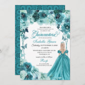 Elegante Aquamarine Quinceanera Einladung (Vorne/Hinten)
