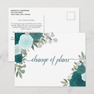 Elegante Aquamarine Rose - Änderung von Hochzeitsp Ankündigungspostkarte