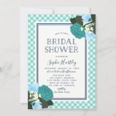 Elegante Aquamarine Rose Blumendusche Einladung (Vorderseite)