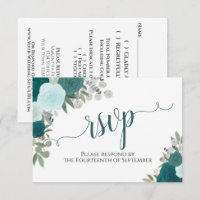 Elegante Aquamarine Rose Blumenkalligraphie Hochze