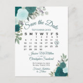 Elegante Aquamarine Rose Hochzeit Sichern des Datu Ankündigungspostkarte (Vorderseite)