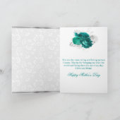 Elegante Aquamarine Rose & Silberner Glitzer Mutte Karte (Innenseite)