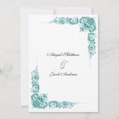 Elegante Aquamarine Schwarz-Weiß-Hochzeit-Einladun Einladung (Rückseite)