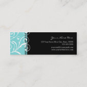 Elegante aquamarine schwarze mini visitenkarte (Rückseite)