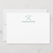 Elegante Aquamarine Script Monogram Note Card Mitteilungskarte (Vorderseite)